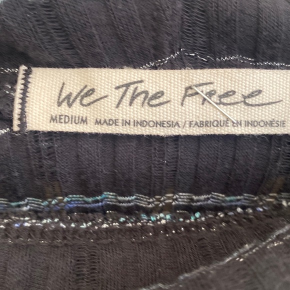 (A3) We the Free Cowl neck off shoulder Ribbed striped Longsleeve blouse, Sz M - Picture 3 of 9